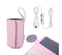 Phefop Portable Baby Bottle Warmer USB Powered, Microfiber Material, Intelligent Temperature Control, Suitable for Travel and Nursery Use (Pink)