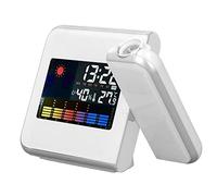 Phefop Projector Clock, LED Backlight, Powered By 2 AAA Batteries, Projection Alarm Clock, LCD Display, Humidity Display, For Living Room/Bedroom/Study/Office/Kitchen/Bathroom (Black,