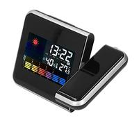Phefop Projector Clock, LED Backlight, Powered By 2 AAA Batteries, Projection Alarm Clock, LCD Display, Humidity Display, For Living Room/Bedroom/Study/Office/Kitchen/Bathroom (Black,