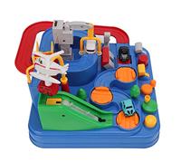 Phefop Rail Car Toy Track Car Adventure Set, Educational Parent Child Interactive Puzzle Toy, with 4 Inertia Cars 8 Challenges 6 Control Buttons No Batteries Required for Kids Gift