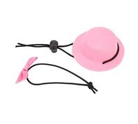 Phefop Reptile Hat and Bow Tie, Soft Leather Adjustable Lizard Harness and Leash, Ideal for Bearded Dragons and Small Amphibians (Pink hat + pink bow tie L)