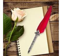 Phefop Retro Feather Pen, Quill Pen Set with Stand and Ink Bottle for Elegant Calligraphy Writing Letters and Invitations