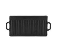 Phefop Reversible Cast Iron Griddle Pan, Pre Seasoned Cooking Surfaces Flat and Ribbed Sides Suitable for Gas Cooker Outdoor BBQ Stove Campfire