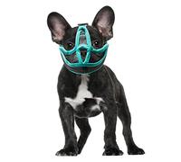 Phefop Short Muzzle Bulldog Muzzle Breathable Mesh Anti-bite for French Bulldogs Pugs Chihuahuas Adjustable Strap Fit for Short Nose Dogs Pet Supplies (M)