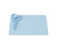 Phefop Silicone Craft Pad,Nonstick Surface Protector,Heatresistant Mess Collector Washable Mat with 7 Paint Wells for DIY Painting Tools Art Supplies,Counter Top Protector (Blue 30 x 40cm)