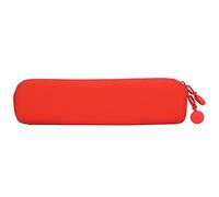 Phefop Silicone Pencil Pouch, Soft Leakproof Travel Storage Bag Water Proof Zipper Makeup Pouch with Round Non Slip Pull Ring for Cosmetic Makeup Supplies (red(Small))