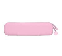 Phefop Silicone Pencil Pouch, Soft Leakproof Travel Storage Bag Water Proof Zipper Makeup Pouch with Round Non Slip Pull Ring for Cosmetic Makeup Supplies (Pink (Small))