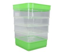 Phefop Stackable Sprouter Kit, 4 Tier Seed Sprouter Trays Large Capacity Seeding Holder with Drain Holes and Drain Tray for Bean Sprouts and Microgreens (With Sunshade)