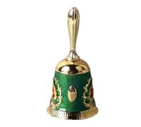 Phefop Super Solid Brass Gold Hand Call Bell, Alloy Design, Charming Vintage Hand Bell, Perfect for Wedding Guests, Teachers, and Meditation Practices (Gold with Colorful Green)