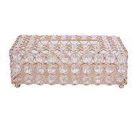 Phefop Towel Rectangular Tissue Box, Stainless Steel and Crystal Elegant Decor, Stylish Tissue Holder for Home and Office (Gold)