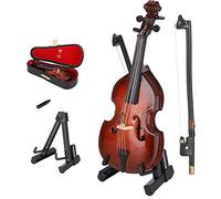 Phefop Wooden Miniature Bass Guitar Replica with Stand and Case | Exquisite Craftsmanship, Realistic Appearance, Painted Surface, Perfect Present, For Home Music Room Study Bedroom