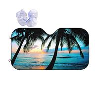 Phelika California Palm Tree Beach Front Windshield Sun Shade Accordion Folding Auto Sunshade for Car Truck SUV Uv Rays Protect Aluminum Sunshield Cover Keeps Your Vehicle Cool