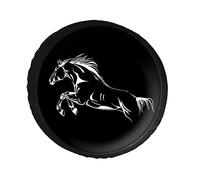 Phelika Horse Jump on Black Spare Tire Cover PVC Leather Wheel Protectors Weatherproof Universal Dust-Proof for Trailer Rv SUV Truck Camper Travel Trailer Accessories 15 Inch