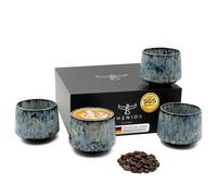 Pheniox Cappuccino Cup Set Tibet Blue 4-Piece 180 ml High-Quality Stoneware Cups Without Handle Dishwasher Safe Coffee Espresso Mocha Gift Man Woman
