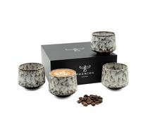 Pheniox Cappuccino Cup Set Tibet White 4-Piece 180 ml High-Quality Stoneware Cups Without Handle Dishwasher Safe Coffee Espresso Mocha Gift Man Woman