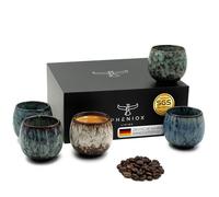 Pheniox | Espresso Cup Set Tibet Mini | 5-Piece | 100 ml | High-Quality Stoneware Cups | Without Handle | Dishwasher Safe | Espresso | Mocha | Spice Cup | Gift in Modern Design