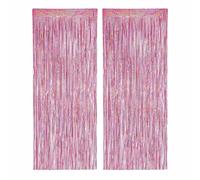 PHENO Flags 2 Pieces Pink Tinsel Curtain, 1x2.5m - Glittering New Year’s Eve Decoration with a Sparkling Metallic Look, Tinsel Garland for Your Party