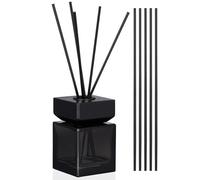 PHENOFICE 100ml Aromatherapy Diffuser Bottle Set with Rattan and Lid, No Fire Reed Diffuser for Home Decor, Glass Material with Brown Colour, Simple and Elegant Design