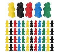 PHENOFICE 100PCS Board Game Pieces | Multicolor Wooden Meeples | Chess Pawns Pieces | Small Figures Characters | for Board Game Toys Props