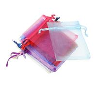PHENOFICE 100pcs Small Drawstring Mesh Bags for Wedding and Birthday, Assorted Colour, Lightweight Jewellery Pouches to Protect Rings and Chargers, Easy to Carry Storage Bags Random Color