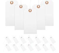 PHENOFICE 100pcs White Hanging Jewelry Price Tags with String Attached, Paperboard Material, Convenient to Add and Remove, Not Easy to Break, Suitable for Shoes and Stationery