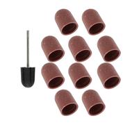 PHENOFICE 10pcs Nail Drill Bit Sanding Caps 180 Grit Coffee Color Manicure Grinding Head Replacement Sanding Bands for Callus Removal and Nail Polisher Tool Kit