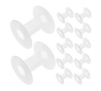 PHENOFICE 15pcs Plastic Empty Spools for Thread and Elastic String Organizing, Small White Ribbon Bobbin Spools for Sewing and Jewelry Making Crafts