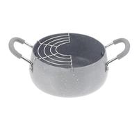 PHENOFICE 1pc Japanese Style Mini Frying Pot Deep Fryer Pan with Dual Handles and Oil Drain Rack for Healthier Fried Chicken Tempura Fries Cooking