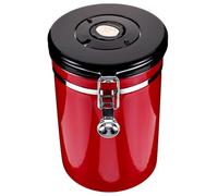 PHENOFICE 1pcs Large Red Stainless Steel Sealed Storage Canister for Coffee Beans Snacks and Food Preservation Airtight Kitchen Container Clip Cover for Home and Travel Use