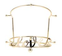 PHENOFICE 2 Layer Metal Crown Headband Display Shelf Dual Hooks, Golden Jewellery Display Stand for Convenient Storage and Organising Wedding Accessories at Home or Store