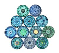 PHENOFICE 20Pcs 12Mm Round Mixed Color Glass Stickers DIY Jewelry Parts for Women Crafts Tiles Accessories for Necklace and Bracelet Making