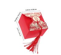 PHENOFICE 20pcs Red Peony Wedding Candy Boxes with Double Happiness Tassel, Portable Chinese-Style Small Candy Storage Case for Wedding Packaging