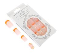 PHENOFICE 24 Pcs Orange French Fake Nails for Women Abs Material Unique Chic Style Time and Effort Saving Decorative Manicure Supplies for Birthday DIY