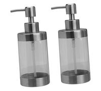 PHENOFICE 2pcs 350ml Liquid Soap Dispenser Bottles Acrylic 304 Stainless Steel Pump Manual Lotion Dispenser for Bathroom Kitchen Countertop Toiletries Container