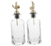 PHENOFICE 2pcs Automatic Oil Control Pot Glass Sauce Dispenser Bottles Lids for Kitchen