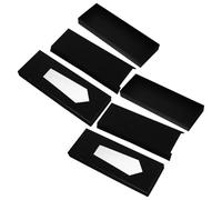 PHENOFICE 2pcs Black Paper Tie Box with Lid and Window, Travel-friendly Bow Tie Storage Case for Men, Paper Display Box Preventing Bending or Crushing, for Special Events and Organisation