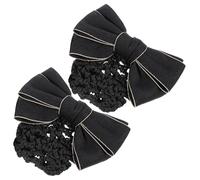 PHENOFICE 2pcs Hair Net Barrette for Women and Simple Black Composite Material Bow Hair Snood in Normal Style and Easy to Tidy for Formal and Casual Occasions