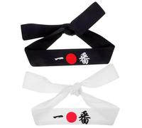 PHENOFICE 2Pcs Japanese Style Headband Set for Sushi Chefs and Sports - White Blue Samurai Karate Headbands for Running, Yoga, and Chef Supplies