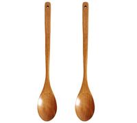 PHENOFICE 2pcs Long Handle Wooden Spoons for Cooking with Smooth Surface and Easy Cleaning, Vintage Refined Japanese Style, for Spooning Out Soup and Blending Batter the Kitchen
