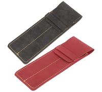 PHENOFICE 2pcs Pen Sleeve Leather Pen Holder Simple Style Creative Elegant Sleeve for Two Easy to Insert and Remove Protects from Scratches for Office and Daily Use