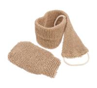 PHENOFICE 2pcs Ramie Jute Bath Glove Exfoliating Scrubber with Back Scrubber for Removing Dead Skin and Deep Cleaning in Shower and Bath