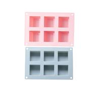 PHENOFICE 2pcs Silicone Soap Mold with 6 Square Cavities, Easy to Use and Refrigerator Safe DIY Soap Making Tool for Petite Loaf Making in Blue and Pink
