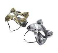 PHENOFICE 2pcs Steampunk Cat Half Face Plastic Mask for Cosplay Parties