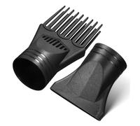 PHENOFICE 2pcs Universal Blow Dryer Nozzle Attachments Set with Plastic Diffuser and Long Comb Tip for Versatile Hair Styling and Detangling