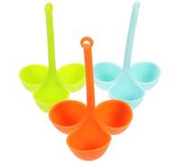 PHENOFICE 3-hole Silicone Egg Poaching Rack with Handle Microwave and Dishwasher Safe Egg Steamer Tray for Boiled and Steaming Meat 3 Pcs Orange Holder Set for Kitchen Use Random Color