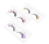 PHENOFICE 3 Pairs Natural False Eyelashes with Assorted Color, Flexible Fiber Material, Blend Well with Eyelids, for Role Playing and Street Makeup Looks