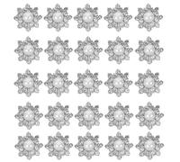 PHENOFICE 30pcs Silver Metal Clothing Pearl Button Decors with Fine Workmanship for Knitted Sweater and Scrapbook Decoration, Creative and Delicate Embellishments for Art and Craft Projects