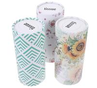 PHENOFICE 3Pcs Car Tissue Tubes Facial Tissue Multi-Function Fresh Touch Paper Round Design Each Cylinder Includes 50 Sheets for Car Cup Holders and Other Place