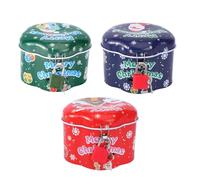 PHENOFICE 3pcs Flower-shaped Tinplate Candy Cans Decorative Piggy Banks with Anti-falling Design and Easy Open Close Feature for Christmas Festive Use