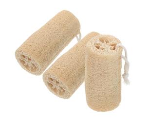 PHENOFICE 3pcs Natural Loofah Body Scrubber with Rope, Exfoliating Bath and Shower Loofah Sponge for Women, 12.5cm Length X 6-7cm Diameter, Eco-Friendly Bathroom Scrubber for Deep Cleansing